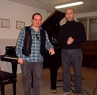 Con Gianni Pirollo (clarinettista), registrazione CD, Venezia 2003.JPG